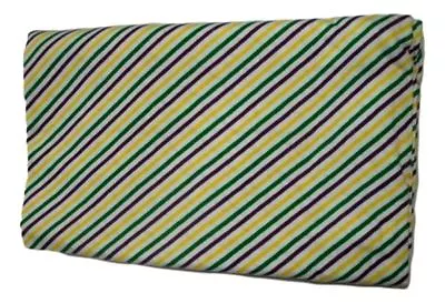 Mardi Gras Infinity Scarf Purple Green Yellow Knit White Pin Stripes • $14.24