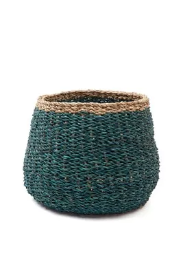 $59.90 • Buy Ajni Blue Handmade 31 Cm Natural Seagrass Storage Basket And Planter