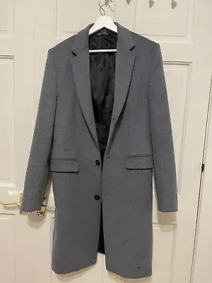 Zara Man Mens Coat Long Jacket Medium Grey Made In Morocco • £10