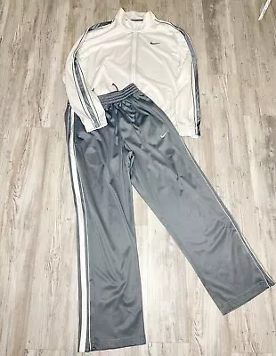 NIKE Basketball Gray Warm Up TrackSuit Sweatsuit Set Mens Pants / Jacket Medium • $59.99