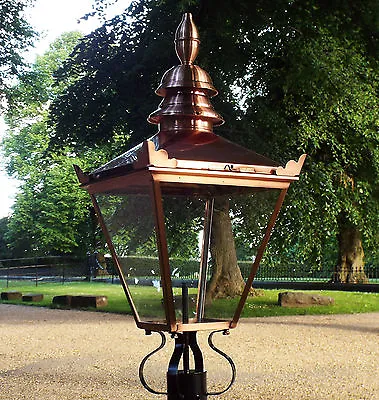 Large Victorian Lantern Lamp Light Post Top Brushed Copper Brass Golden Finish • £174.99