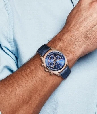$89 • Buy DANIEL STEIGER New Men's Chronograph Watch - Leather Band & Rose Gold