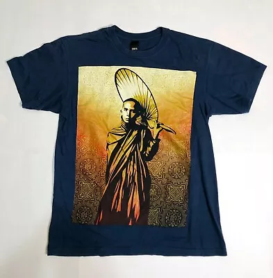 OBEY Propaganda M Medium Blue T-Shirt BURMESE MONK Shepard Fairey Streetwear • $43.20