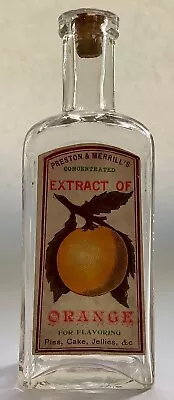 Cork Top Blown Glass Extract Of Orange Bottle • $25