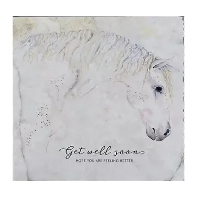 Get Well Greeting Card Horse Equestrian Blank Inside & Envelope Deckled Edge • £3.95