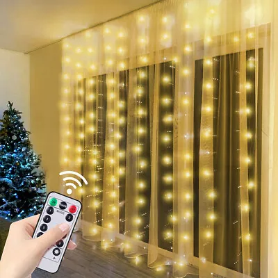 £1.94 • Buy LED Curtain Fairy Light USB String Hanging Wall Light Wedding Party Remote 3M*3M