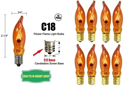 Lot Of 8 Flicker Flame Light Bulbs E12 Candelabra Base 3 Watt  Amber Orange • $10.69