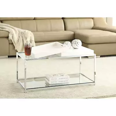 Convenience Concepts Tempered Glass Palm Beach Coffee Table W/Tray Coffee Tables • $131.13