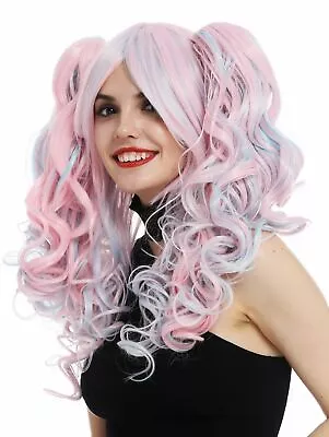 Women's Wig Cosplay Curly Braids Gothic Lolita Pink Pink Blue Long • £34.48