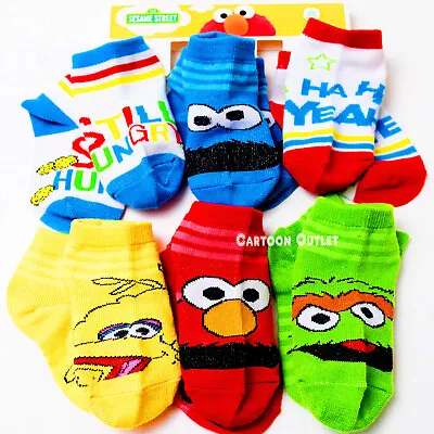 Sesame Street Toddler Socks 2T-4T Elmo Cookie Monster Oscar  6 Pairs New • $8.99