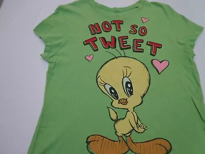 NOT SO TWEET   Tweety Bird   Looney Tunes  T Shirt Junior's XL   FLAW • $9.99