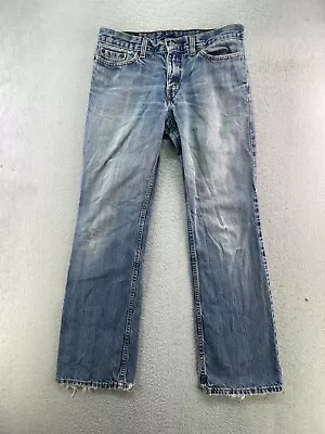 Levis Mens Size 32x31* Stone Wash Distressed Bootcut Denim Blue Jeans • $17.05