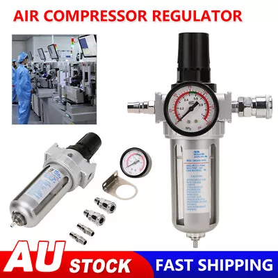 Air Compressor Regulator Water Trap Lubricator Oil Moisture Filter Mount Kits OZ • $26.85