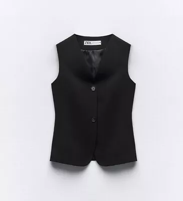 Nwt Zara Black Xs Fitted Button Vest • $25