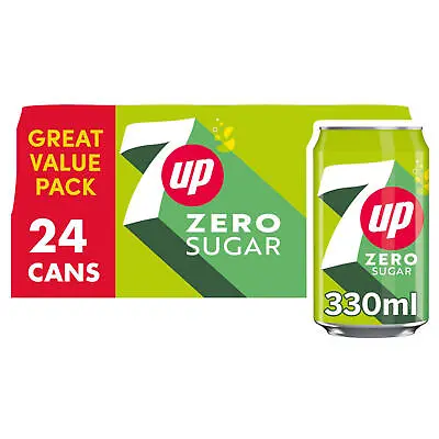 7up Free 330 Ml Vegeterian Zero Sugar Twist Of Lemon And Lime Pack Of 24 • £16.98