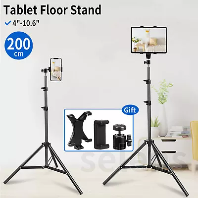 200cm Adjustable Tablet Floor Stand Tripod Phone Holder Bed For IPhone IPad  • $25.99