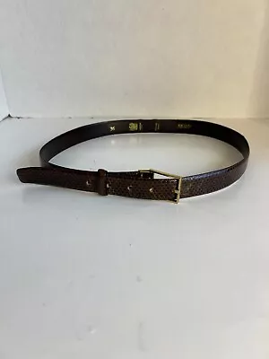 Vintage L'Aiglon Paris Genuine Snake Skin Brown Leather Dress Belt - Men's 36 • $24.95