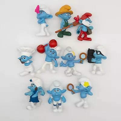 The Smurfs Peyo McDonalds LOT Of 9 Toys 2011-13 + Papa Smurf Movie Figure • $5.50