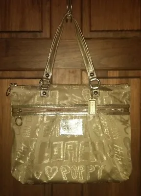 $160 • Buy Coach Poppy Storypatch Glam Tote 15301 Limited Edition Gold
