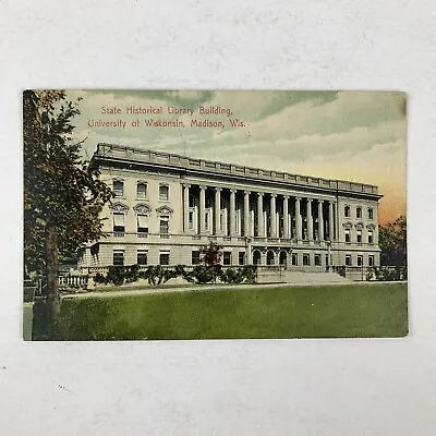 Postcard Wisconsin Madison WI Public Library University 1910 Posted Divided Back • $1