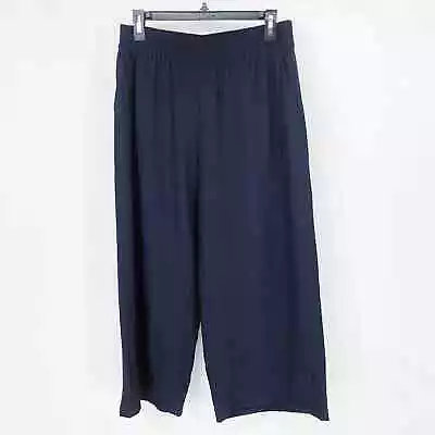 Vince Camuto Womens Pull On Wide Leg Pants Small Navy Blue Elastic Waist Casual • $7