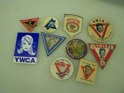 Selection Of 10 Vintage YMCA YWCA Card Celluloid Donation Pin Badges         111 • $29.95