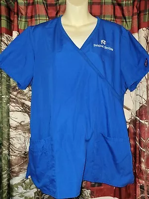 Women's XL Royal Blue Monogrammed Scrubs Top W/Pockets By Cherokee Workwear • $2.59