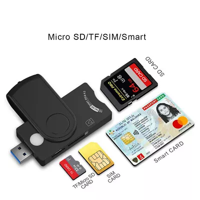 USB 3.0 Memory Smart Card Reader For DOD Military CAC Common ID Bank TF SD SIM • $9.97