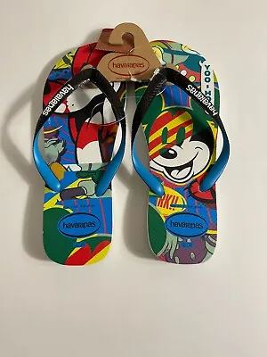 Havaianas Flip Flops Disney Mickey Mouse Sz 11-12 Made In Brazil Rubber New • $25.99