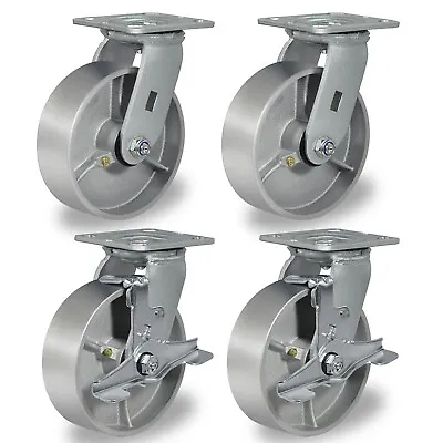 6 X 2  Heavy Duty Casters Semi Steel Cast Iron Wheels Capacity Up To 1250-5000LB • $41.99