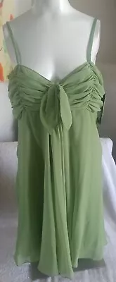 Eva Blue Womens Kiwi Green Sequined Bead Strap Slip Dress Sz 8P NWT • $27