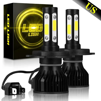 Pair H4 9003 HB2 LED Headlight Bulbs Kit High Low Beam Super Bright 6000K White • $22.99