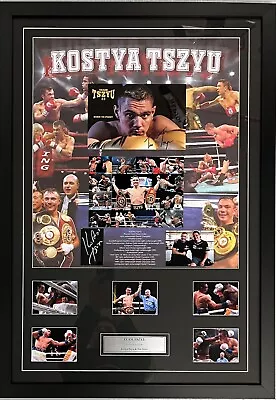 $799 • Buy KOSTYA & TIM TSZYU Signed Boxing Photo Collage Display + Backdrop FRAMED COA