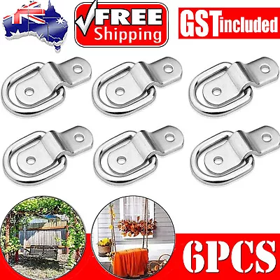 6PCS Iron Metal Folding D Ring Tie Down Lashing Point Anchor Fixing Cleat Plate • $15.89