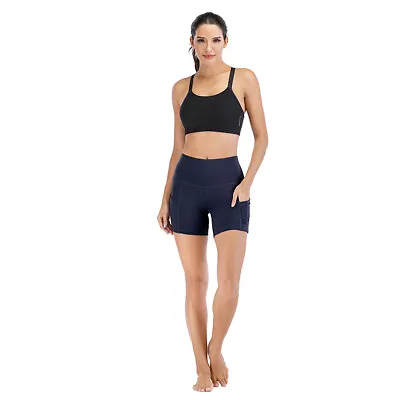 Women's Fitness Bike Shorts Soft Stretch Leggings Polyester Spandex Workout Yoga • $7.49