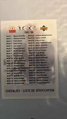 1997-98 Hockey Upper Deck McDonald’s Ice - COMPLETE Set 40 Cards + Checklist • $15