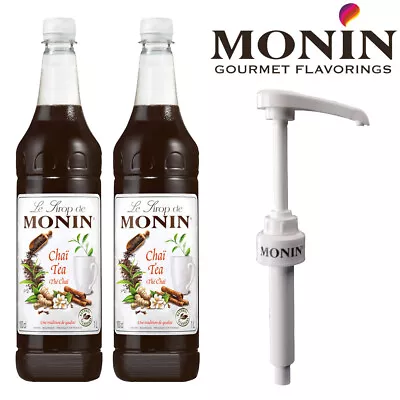 Monin Chai Tea Coffee & Cocktail Syrup 1 Litre Bottle With Pump Option • £13.49