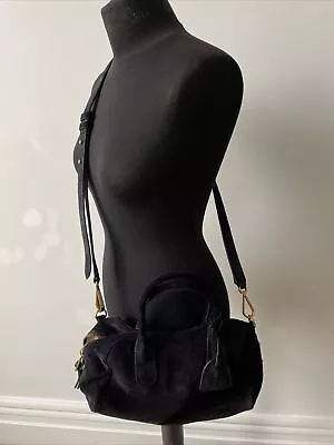 Polo Ralph Lauren Black Suede Leather Handbag With Long Strap • £65