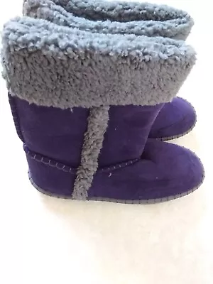 M&S Purple Suede Slipper Boots UK Size 7 BNWT • £12