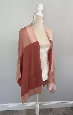 Marla Wynne Layers Pink Colorblock Poncho Cardigan Sweater Jacket Kimono New M/L • $30