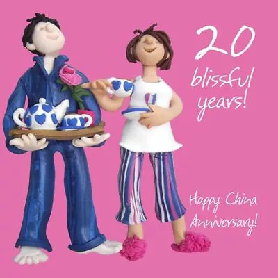 Wedding Anniversary Card - 20th Twenty 20 Years China One Lump Or Two Quality • £3.85