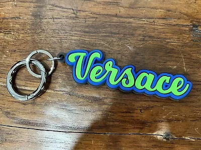 Authentic Versace Varsity Logo Silicone W/Silvertone Charm Keychain SOLD OUT NEW • $89.10