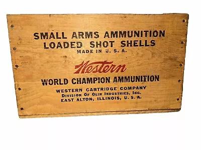 Vintage Wooden Western World Champion Ammunition Crate - 12 Ga - Small Arms • $95