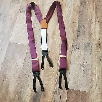 Trafalgar Burgundy Suspenders Button Braces Adjustable Made In England Satin • $23.32