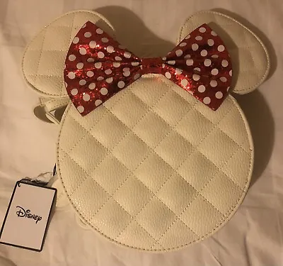 Cream/White Minnie Mouse Over Shoulder Bag With Red Glitter Bow Primark BNWT • £15