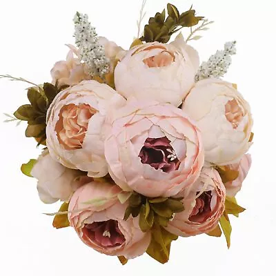 Vintage Artificial Peony Silk Flowers Bouquet Home Wedding Decoration Light Pink • $19.99