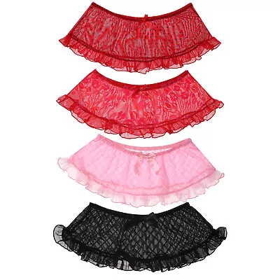 Men Sissy Lace Mini Skirt Frilly Ruffled Tulle Short Crossdress Dress Miniskirt • $5.50