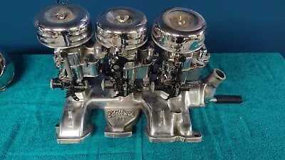 Vintage Edelbrock Y-Block Ford 3x2 Intake Manifold Polished Tripower 272 292 312 • $1399