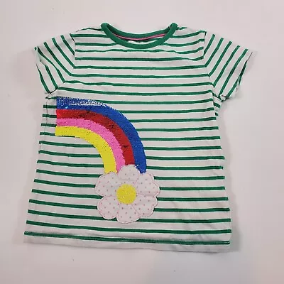 Mini Boden Girl's Short Sleeve Rainbow Sequin Flip Striped 5-6y • $12.79