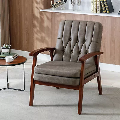 Mid Century Single Armchair Sofa Retro Modern Solid Wood Fabric Accent • $191.77
